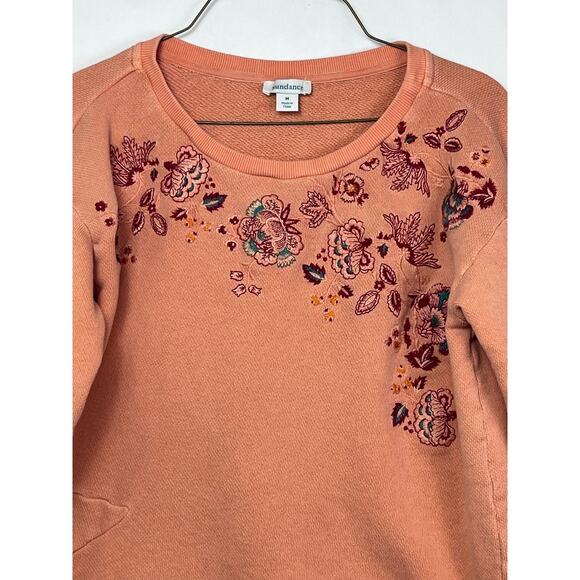 Sundance Women's Size Medium Peach Embroidered Crewneck Long Sleeve Sweatshirt - Picture 8 of 8